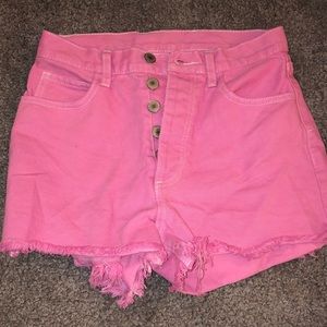 Pink denim shorts